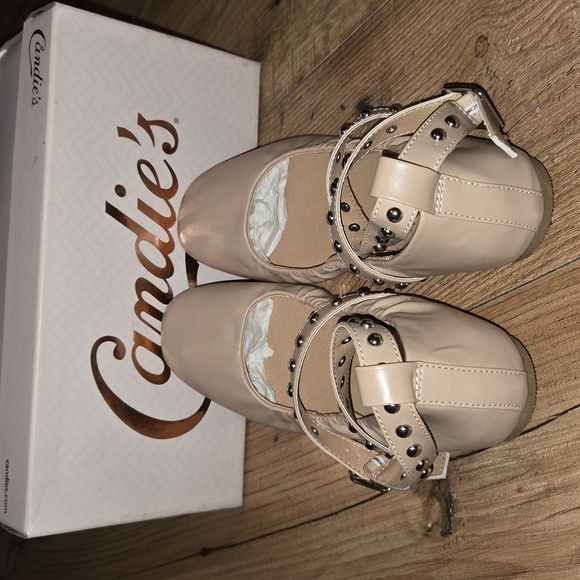 Candie's | Canadir Women's Studded Strap Flats - Beige/Blush - Picture 5 of 7